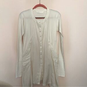Luna Luz cotton/silk blend long sleeve button down white dress
